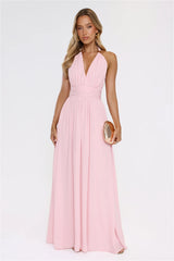 Eternal Coastline Halter Maxi Dress Pink