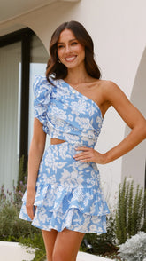 Sumi Mini Dress - Blue Floral