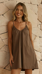 Rainie Mini Dress - Brown