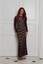 Enchanted Allure Lace Long Sleeve Maxi Dress Black