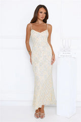 She's Always Right Lace Maxi Dress Yellow
