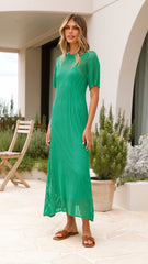Saisha Crochet Maxi Dress - Green