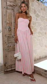 Tarika Maxi Dress - Pink Stripe