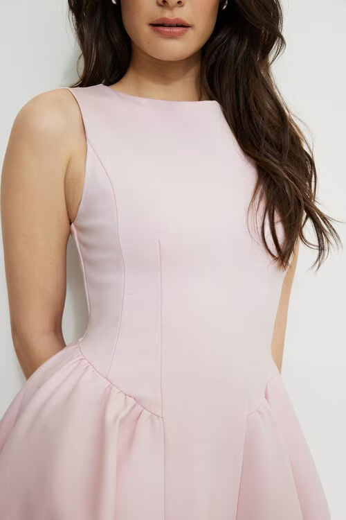 Kerina Flared Ponte Mini Dress-Pale Lilac
