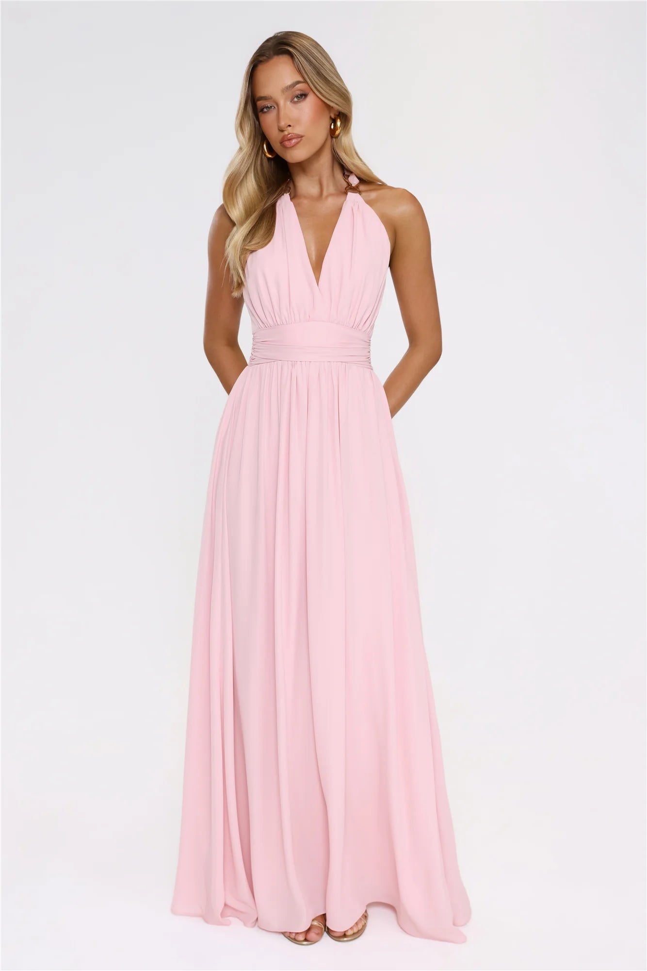 Eternal Coastline Halter Maxi Dress Pink