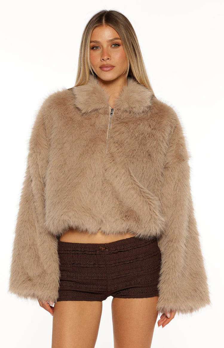 Nero Light Brown Faux Fur Jacket