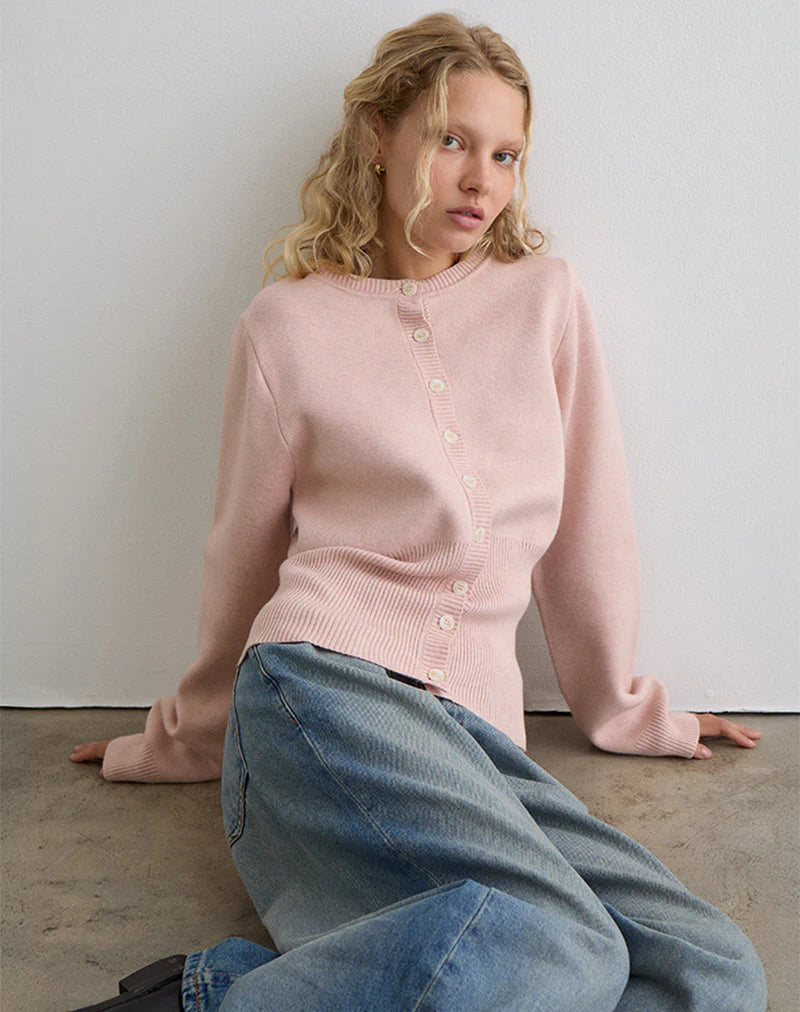 Subra Long Sleeve Cardigan in Pink