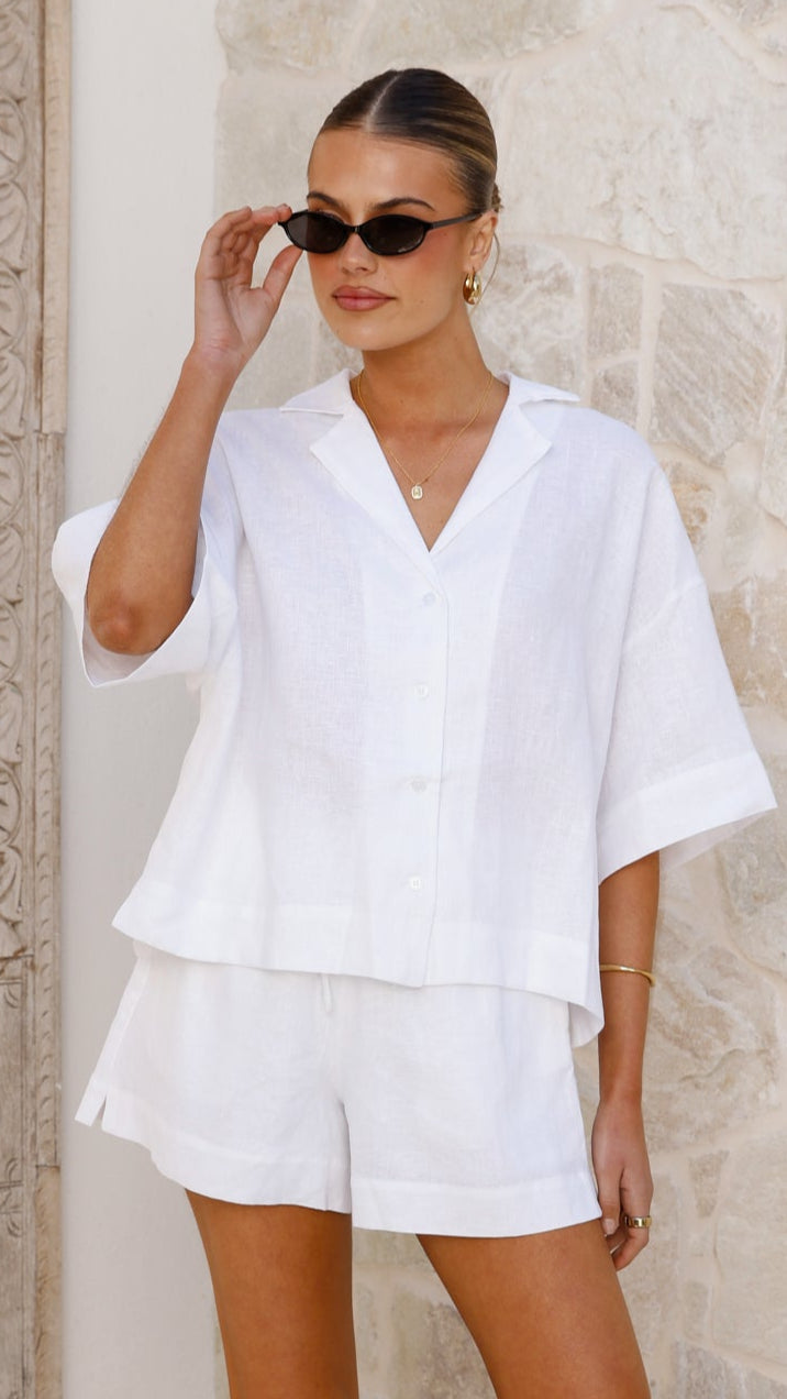 Luna Button Up Shirt - White
