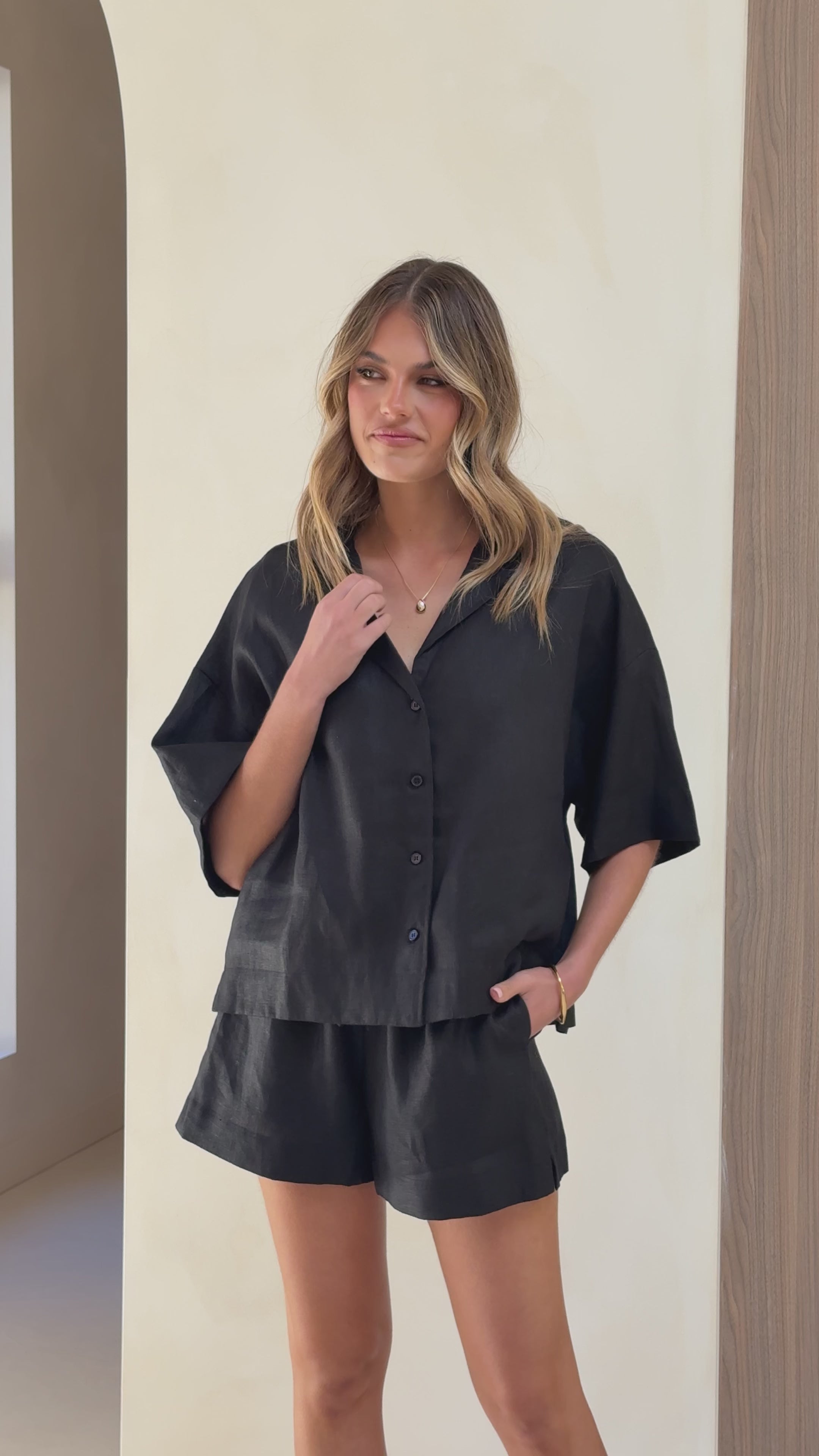 Luna Button Up Shirt - Black